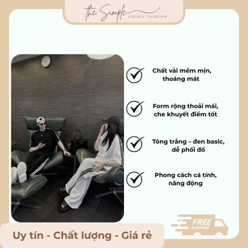 Set Đồ bộ quần dài tay lỡ ba sọc thời trang unisex