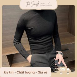 Áo Giữ Nhiệt Nam Thu Đông cổ Cao 3 phân Thun Tăm Co Giãn Phom Ôm