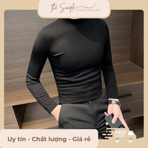Áo Giữ Nhiệt Nam Thu Đông cổ Cao 3 phân Thun Tăm Co Giãn Phom Ôm
