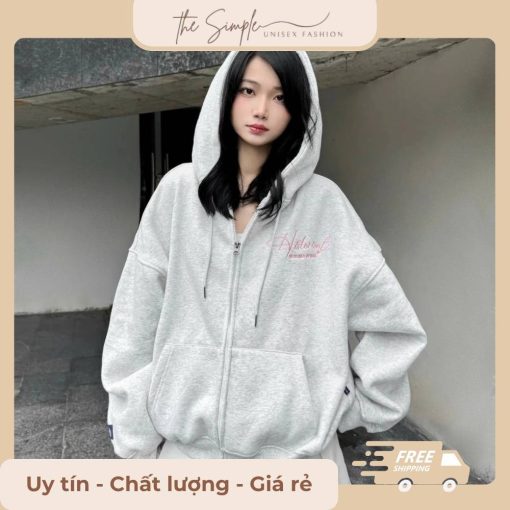 áo hoodie chữ hồng