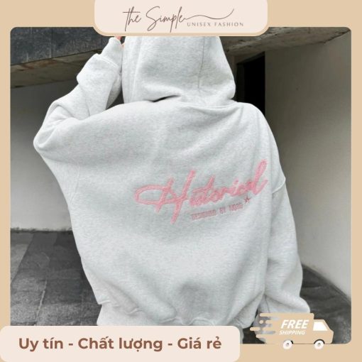áo hoodie chữ hồng