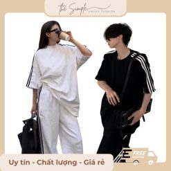 Set Đồ bộ quần dài tay lỡ ba sọc thời trang unisex