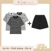 Set đồ Áo thun trơn kẻ sọc + quần short