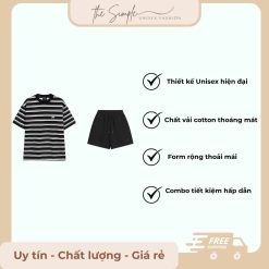 Set đồ Áo thun trơn kẻ sọc + quần short