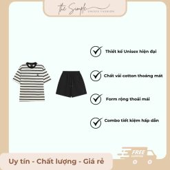 Set đồ Áo thun trơn kẻ sọc + quần short
