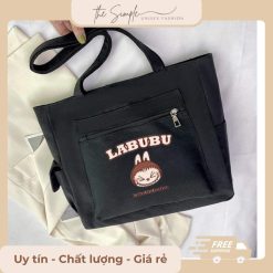 Túi tote nữ vải canvas đi học có khóa miệng