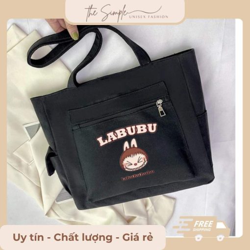 Túi tote nữ vải canvas đi học có khóa miệng