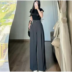 quần vải xám ống xuông