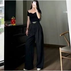 quần vải đen ống xuông