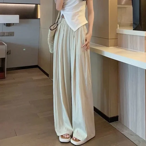 quần vải nhăn be